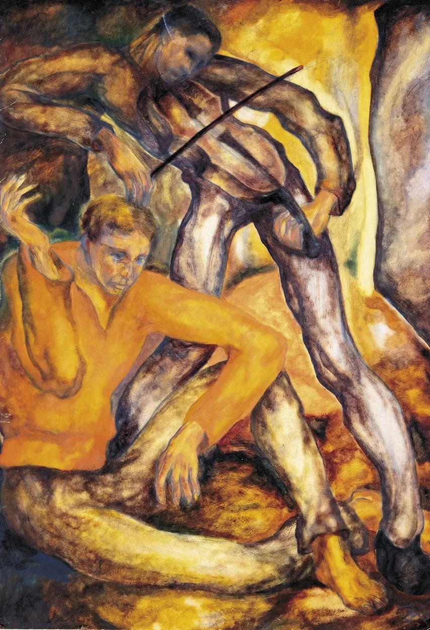 Hegedülő férfi by György Rauscher - private hands; offered at auction in 2021, current holder not recorded